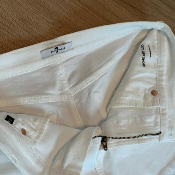 7 for All Mankind Denim Cut-Off Shorts White 27 - Picture 10 of 10